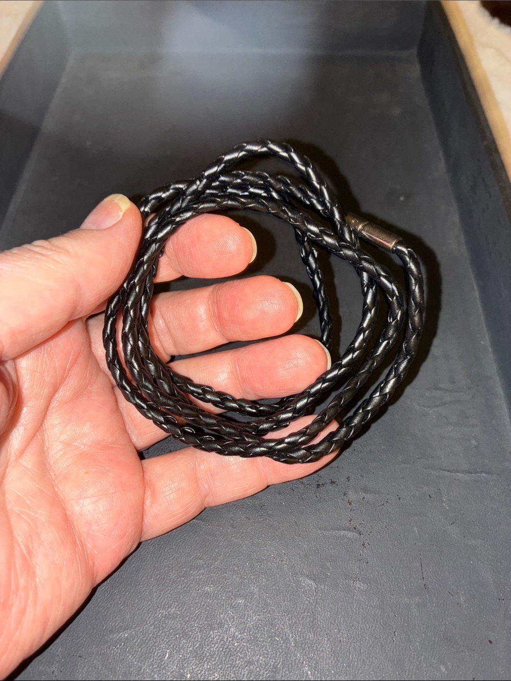 Men’s Braided leather cord with clasp